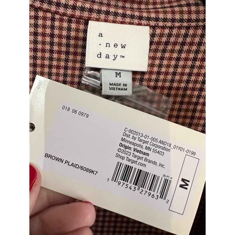 ☀️A New Day Brown Plaid Blazer Jacket Size M NWT - Picture 4 of 7